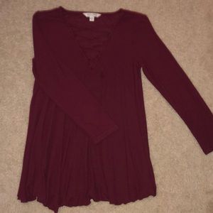 Burgundy long sleeve shirt